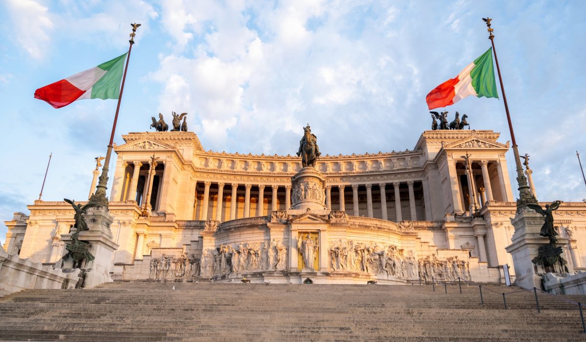 Squares and Fountains of Rome Tour 9 Victor Emmanuel II Monument in Rome at sunset, Italy